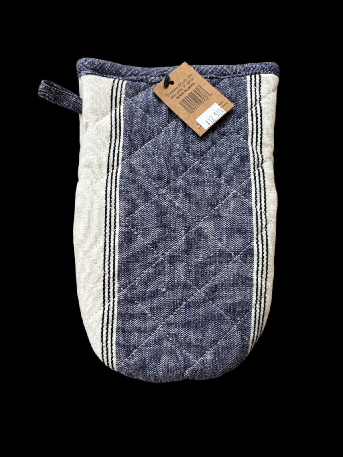 100% Cotton Blue Stripped Oven Mitt - Bumble & Bleat Soapery