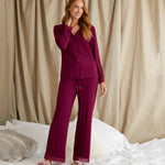 Bamboo Lace Pajama Set In Bordeaux - Bumble & Bleat Soapery