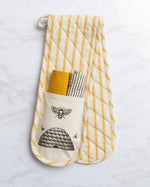Double Oven Mitt Gift Set With Dish Cloths - Bee (SET) - Bumble & Bleat Soapery