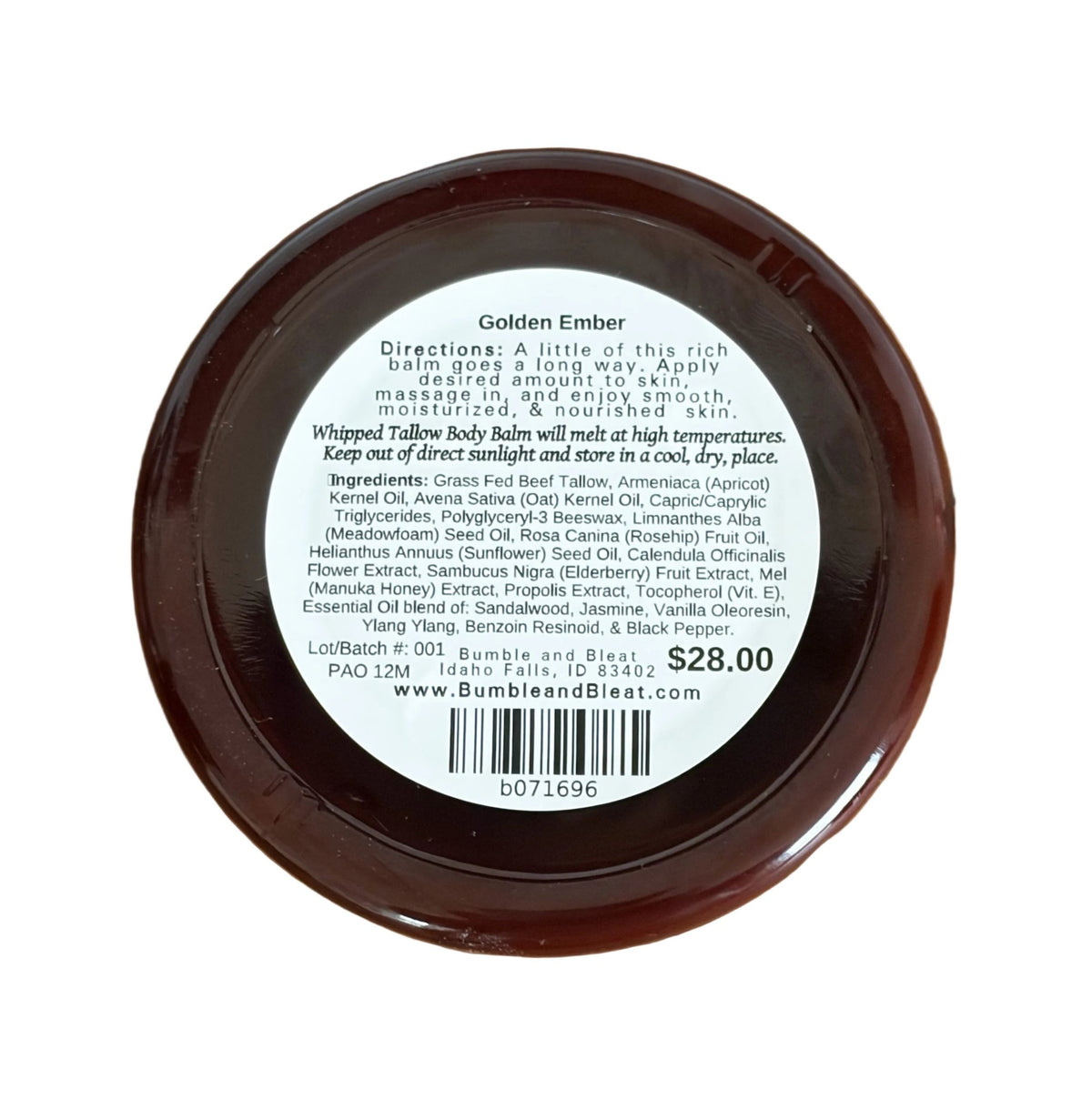 Golden Ember Whipped Tallow Body Balm – Natural Moisture for Dry Skin - Bumble & Bleat Soapery