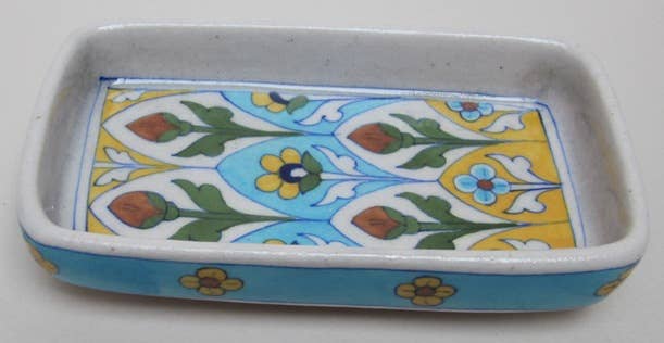 Pottery Soap Dish Rect Rose Garden - Bumble & Bleat Soapery