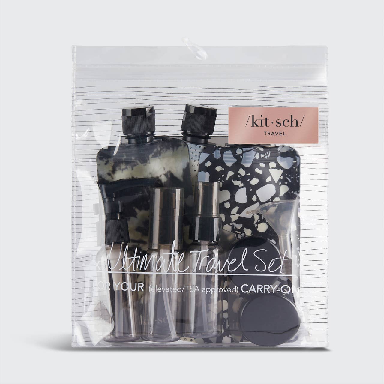 Refillable Ultimate Travel 11pc Set - Black & Ivory - Bumble & Bleat Soapery
