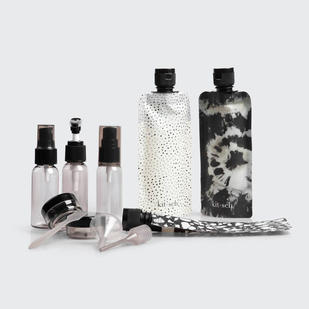 Refillable Ultimate Travel 11pc Set - Black & Ivory - Bumble & Bleat Soapery