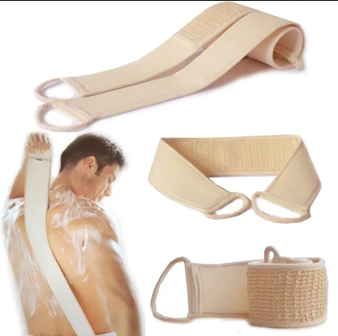 Soft Exfoliating Natural Loofah Back Strap Scrubber - Bumble & Bleat Soapery