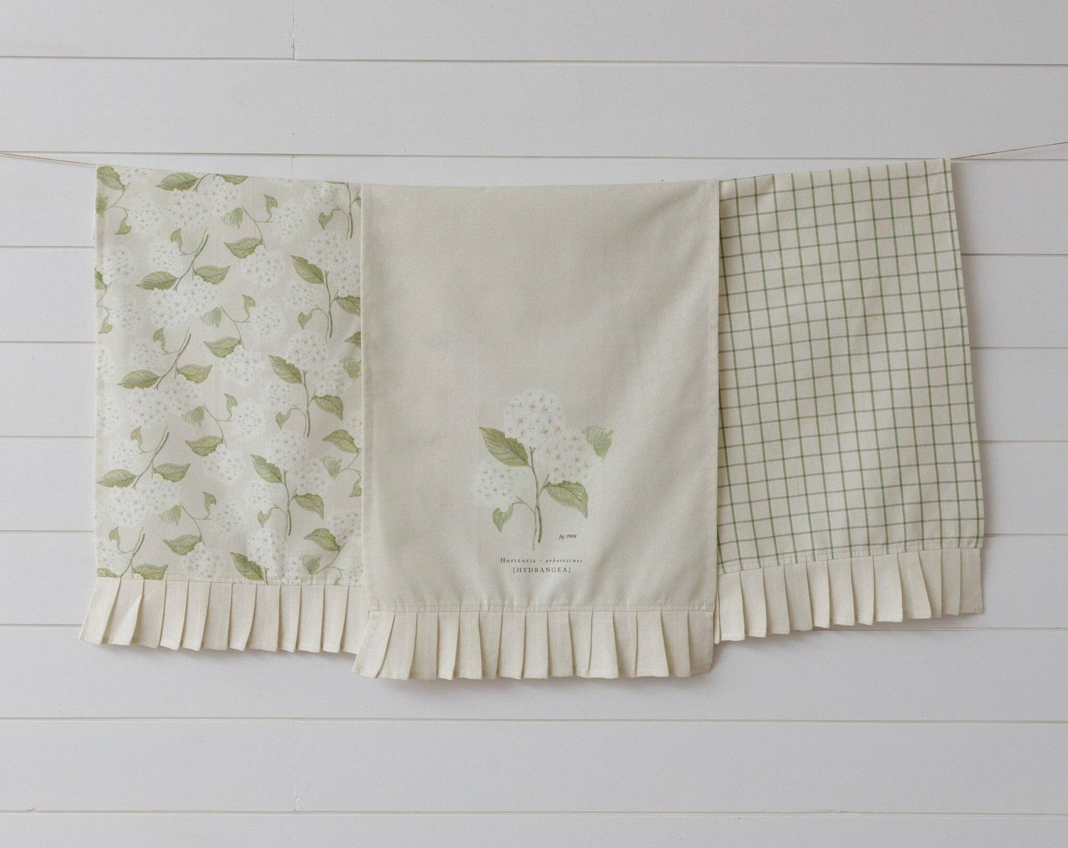Tea Towels - White Hydrangea, 3Pc Set - Bumble & Bleat Soapery